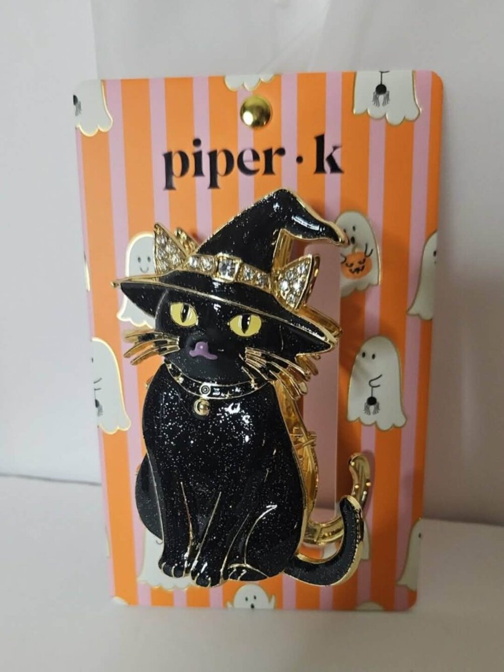 Piper K Halloween Black Cat Witch Hair Claw Clip NWT - Picture 2 of 3